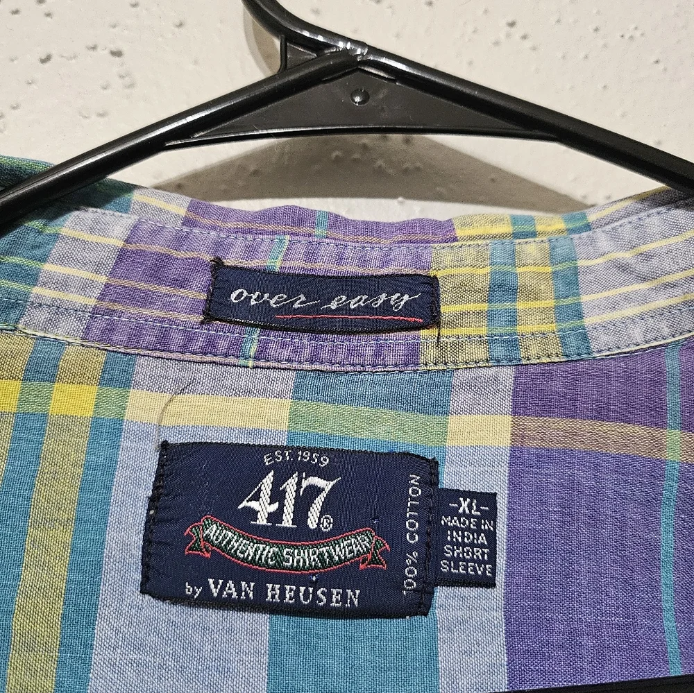 Van Heusen 417 Men's 100%‎ Cotton Vintage Plaid Button-Down Shirt Size XXL